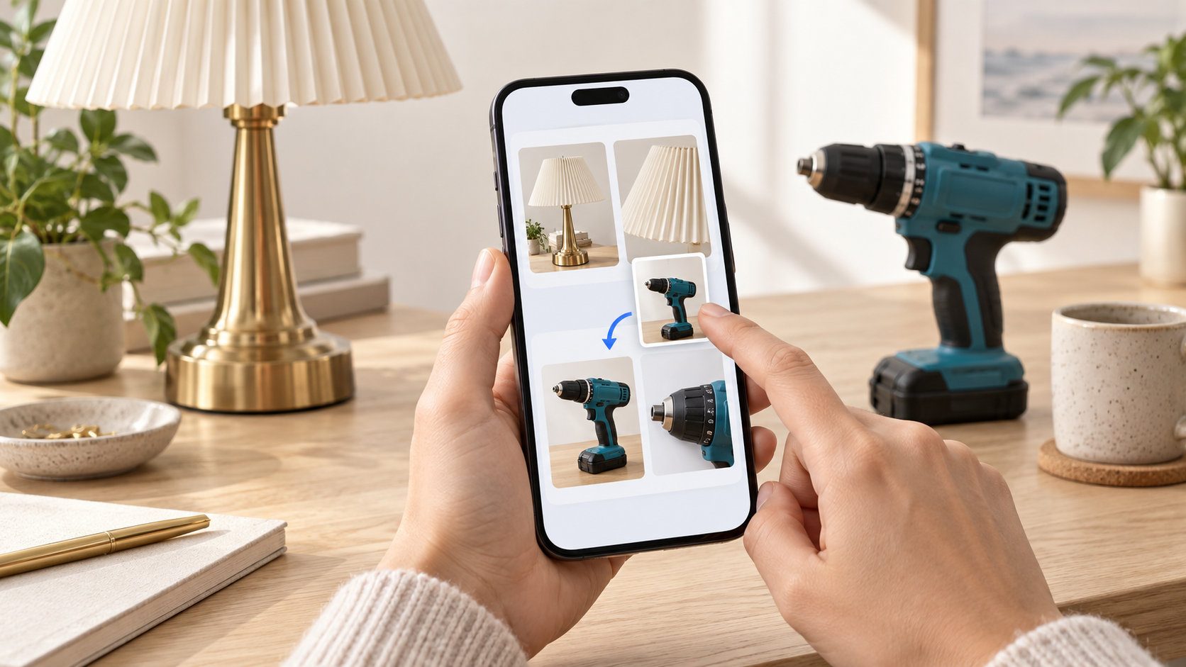 Illustrative cover of moving a drill photo into the correct group on a phone.