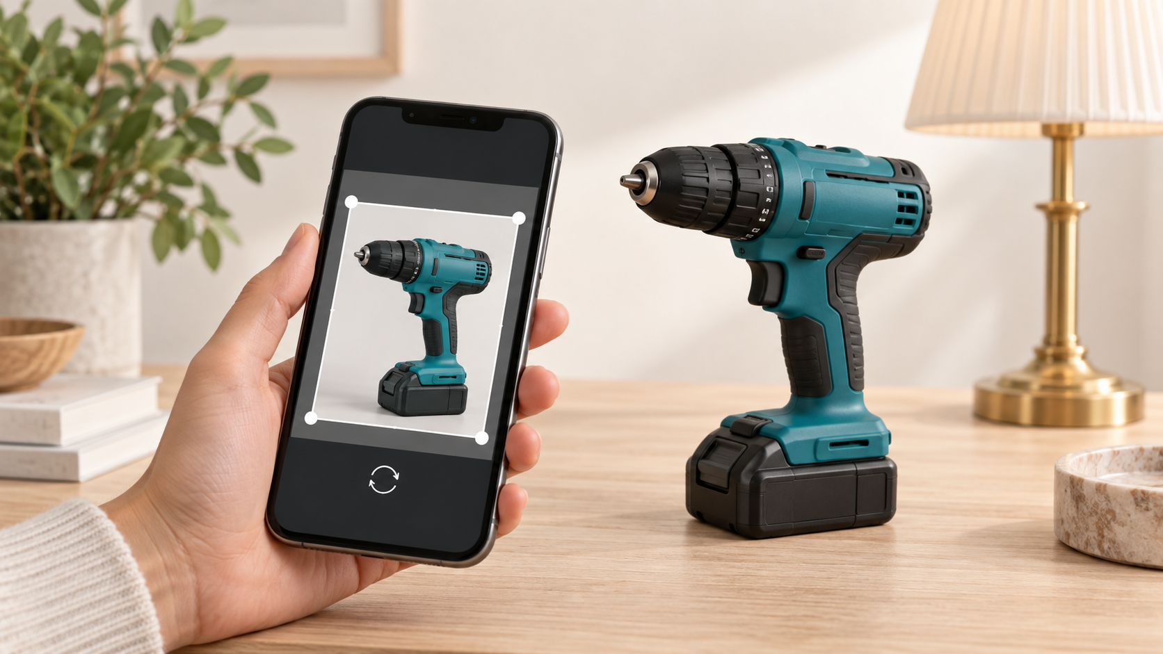 Illustrative cover of cropping a teal drill photo on a phone.